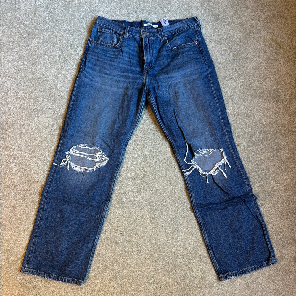 Levi's Distressed Straight Leg Blue Jeans